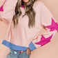 Star Patchwork Pink French Terry Pullover
