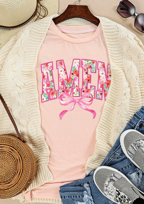 AMEN Bow Pink Tee