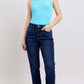 Judy Blue Mid-Rise Side Panel Boyfriend Dark Wash