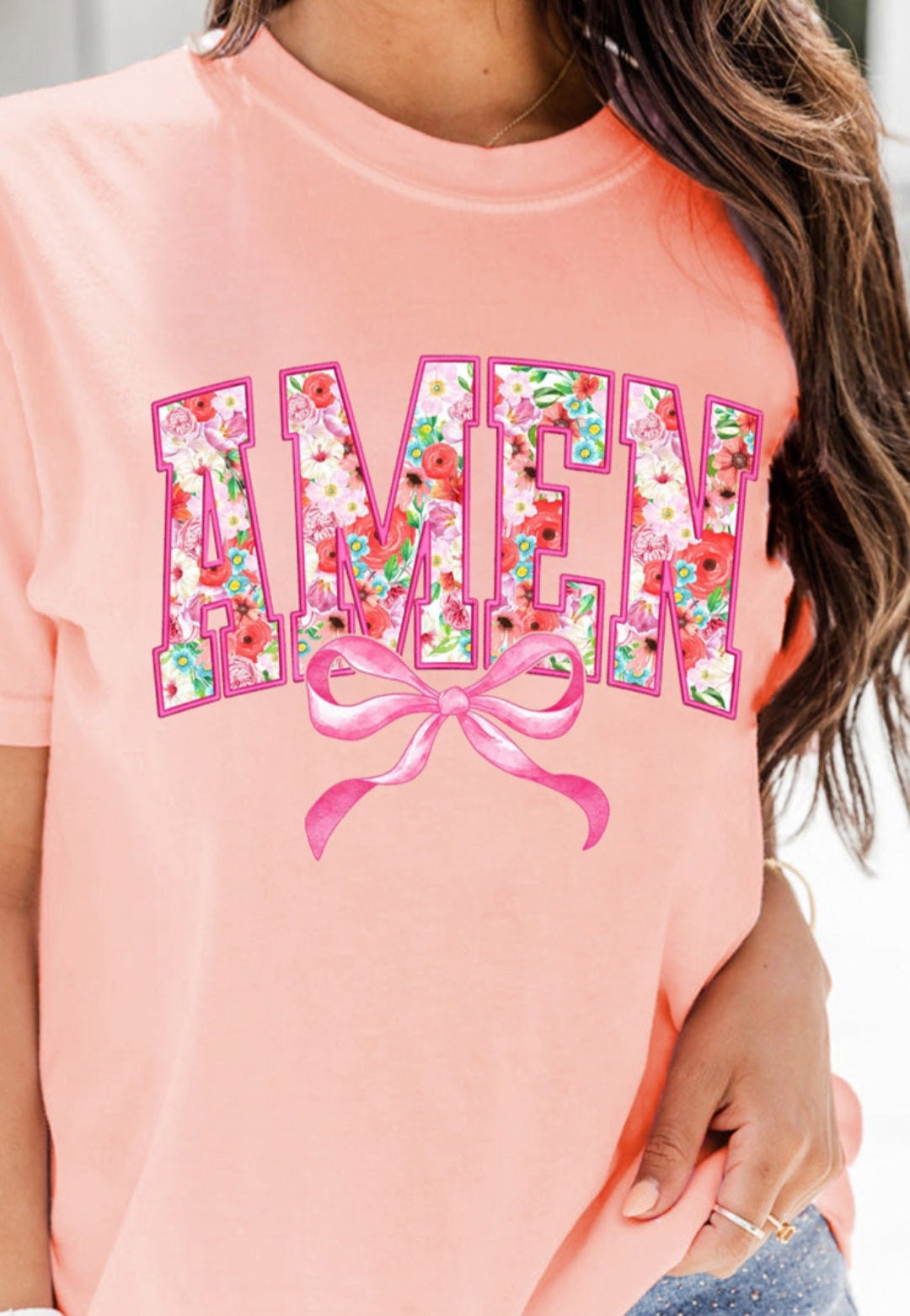 AMEN Bow Pink Tee