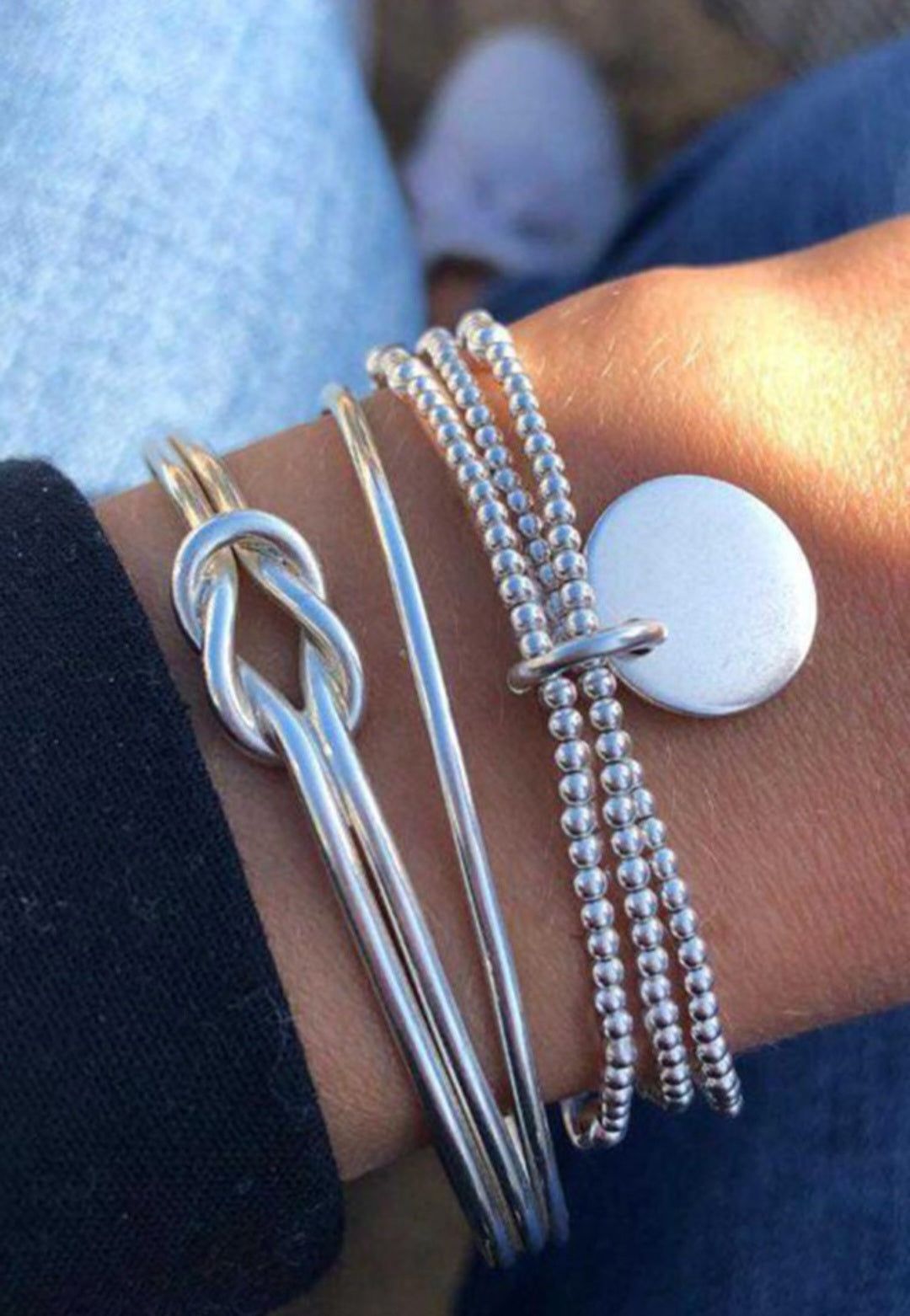 Silver 3 pc Bracelet Set
