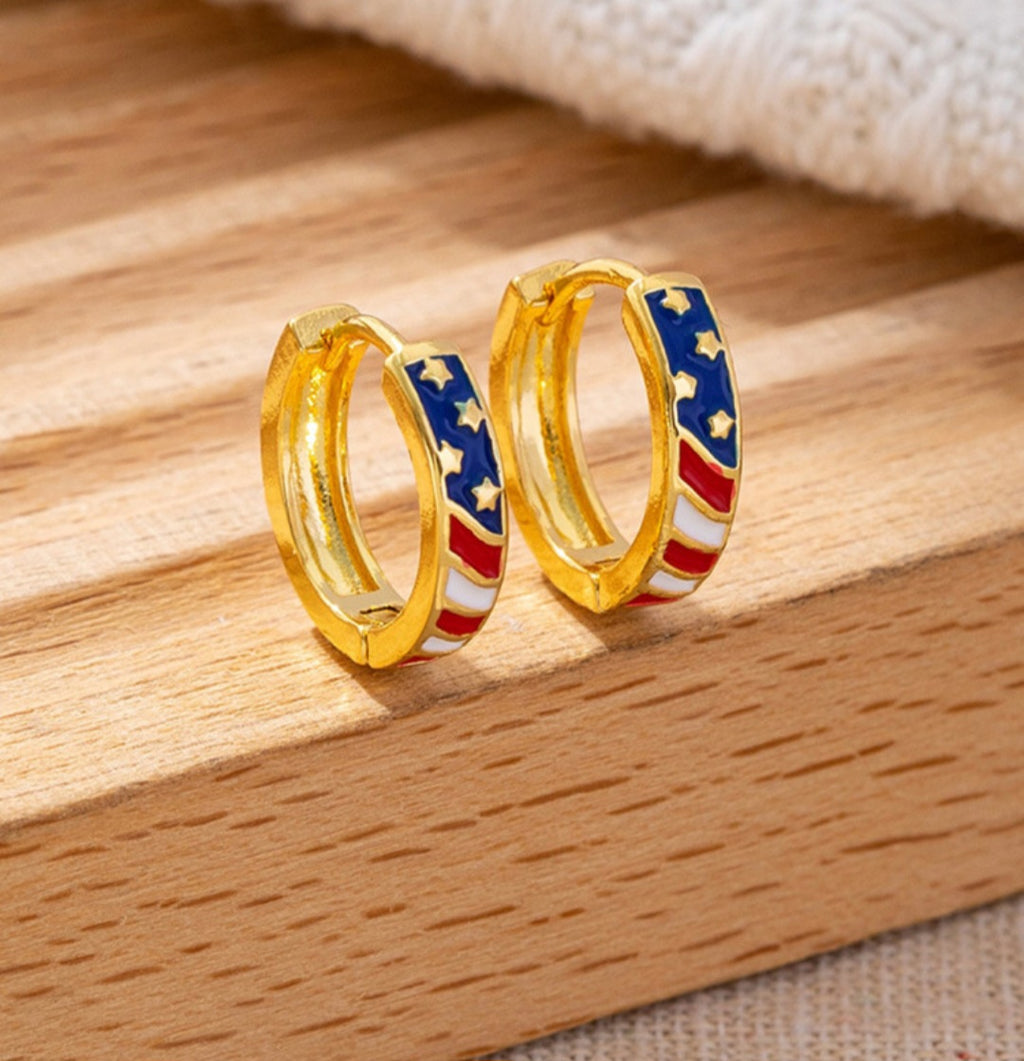 Gold Flag Huggie Earrings
