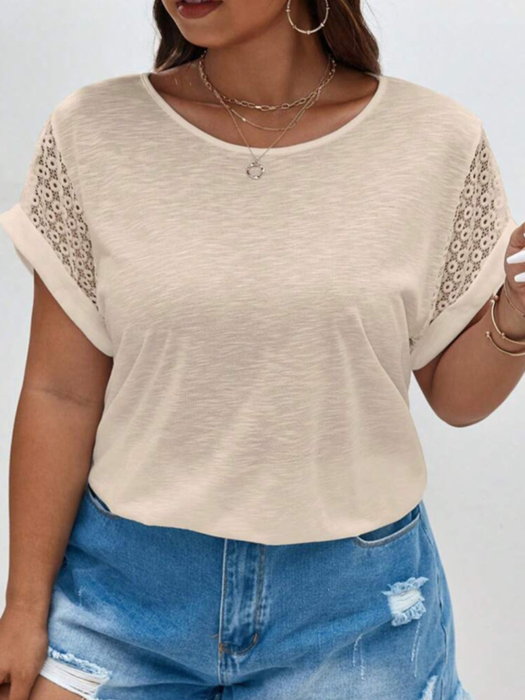 Natural Lace Sleeve Top