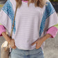 Colorblock Sleeve Stripe Top Purple