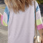 Colorblock Sleeve Stripe Top Purple