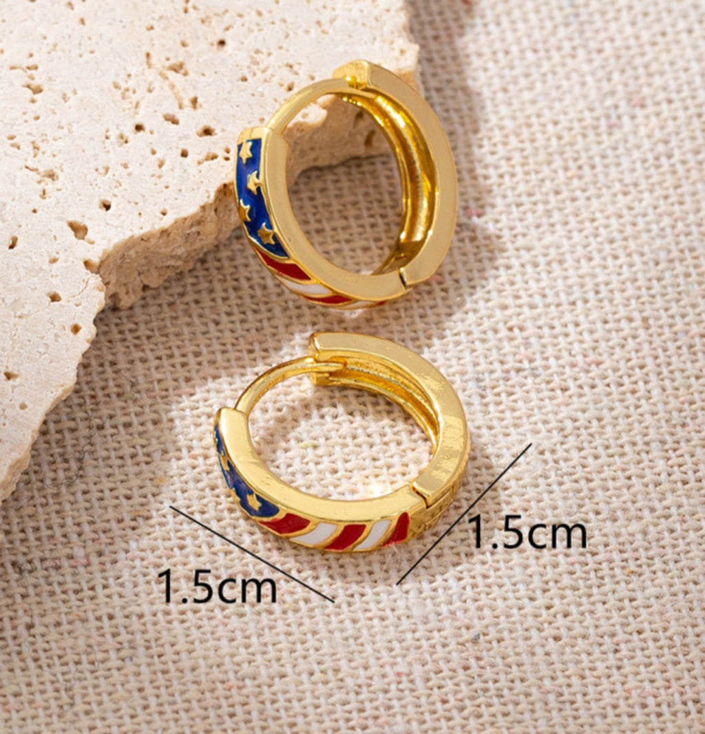 Gold Flag Huggie Earrings