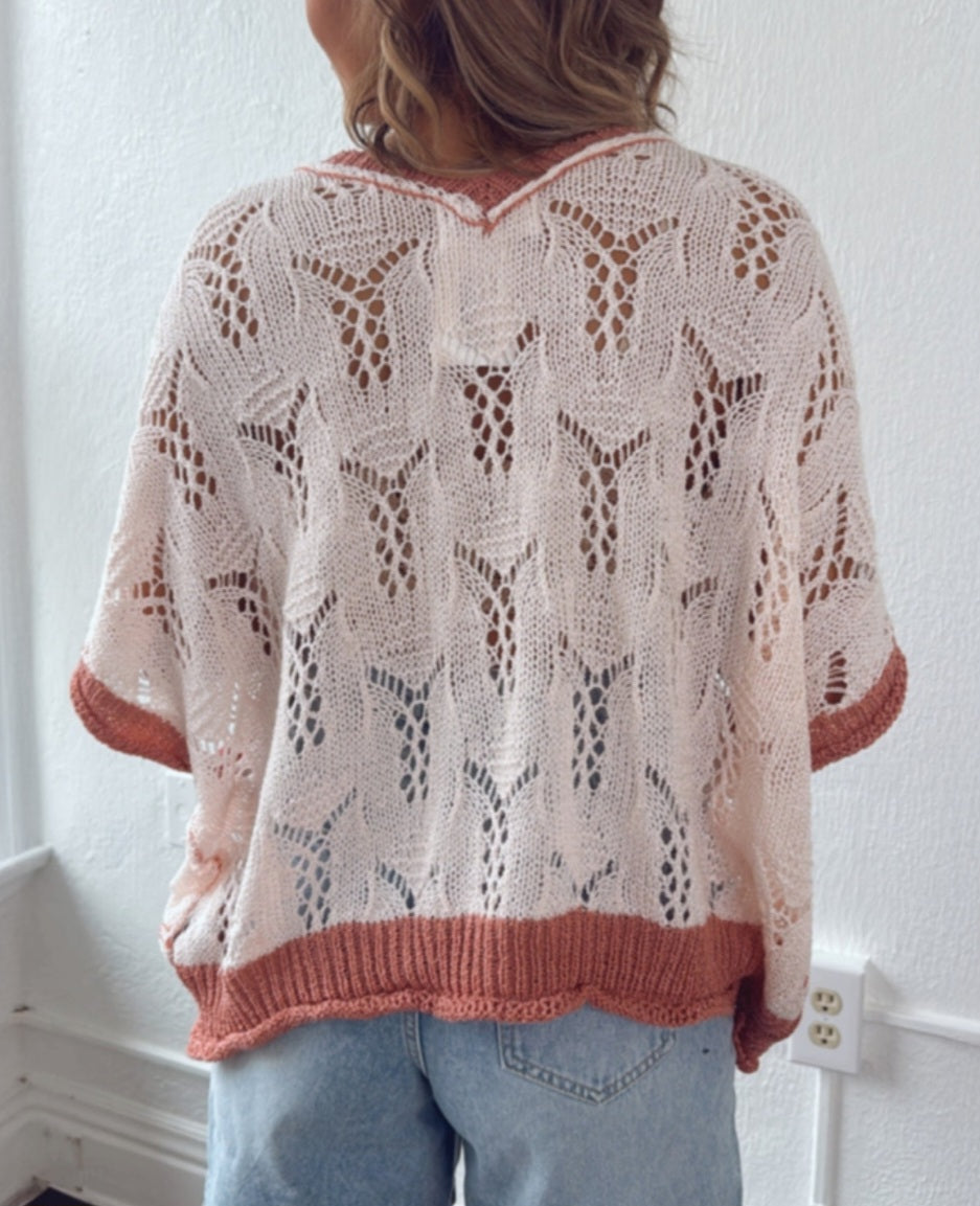 Field of Flowers Crochet Sweater Mauve