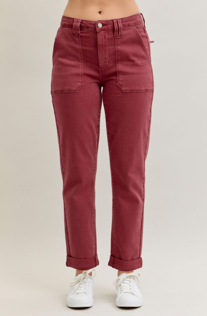 Judy Blue Aurora Weekender Jean Burgundy