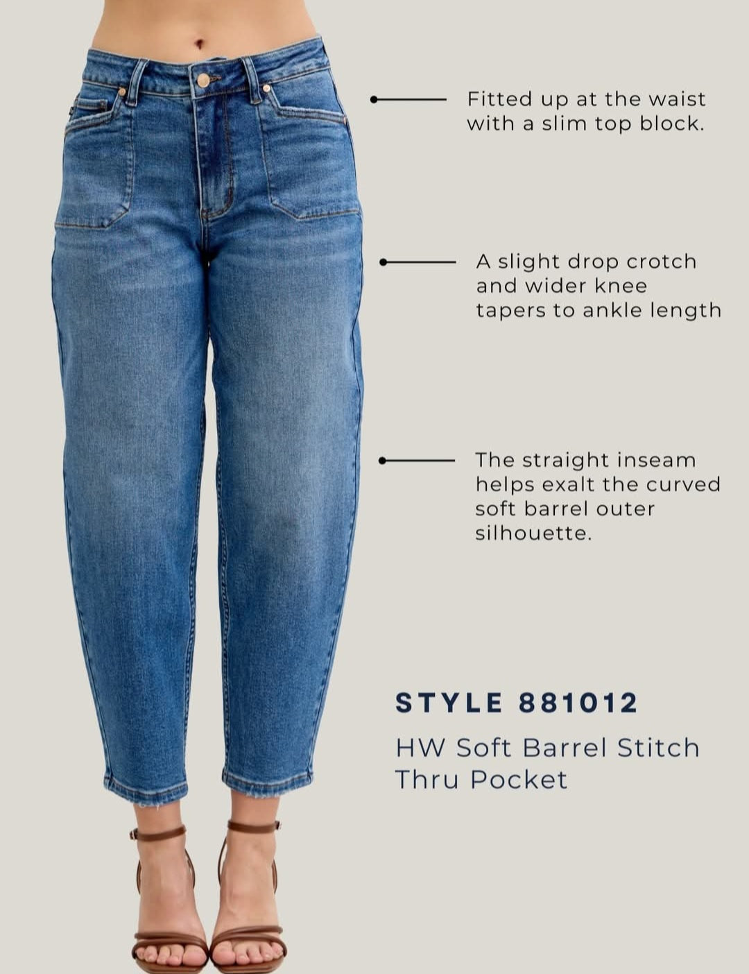 Judy Blue Medium Wash Barrel Jean