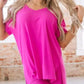 Zenana Brushed DTY Lounge Set Neon Hot Pink