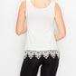 Origami Lace Bottom Tank Ivory