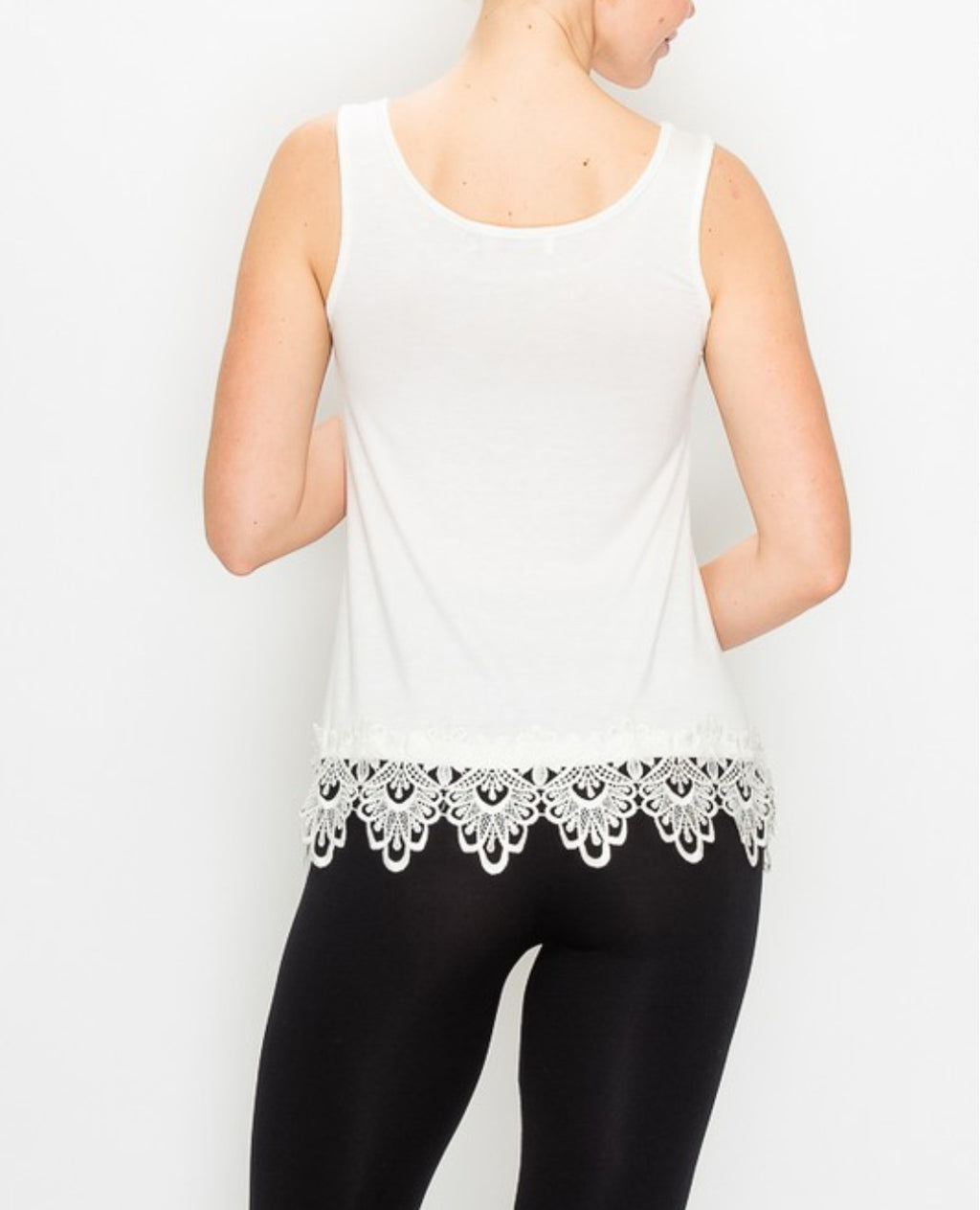 Origami Lace Bottom Tank Ivory