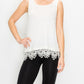 Origami Lace Bottom Tank Ivory