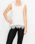 Origami Lace Bottom Tank Ivory