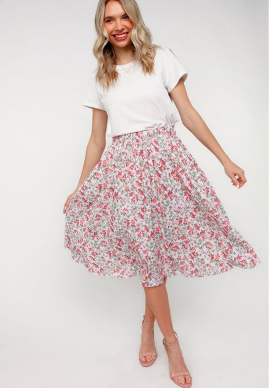 Vintage Cream Floral Skirt