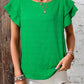 Textured Flutter Sleeve Top Green