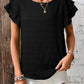 Textured Flutter Sleeve Top Black