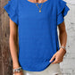 Textured Flutter Sleeve Top Royal