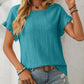 Eyelet Ruffle Sleeve Everyday Top Teal