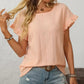 Eyelet Ruffle Sleeve Everyday Top Peach