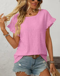 Eyelet Ruffle Sleeve Everyday Top Pink