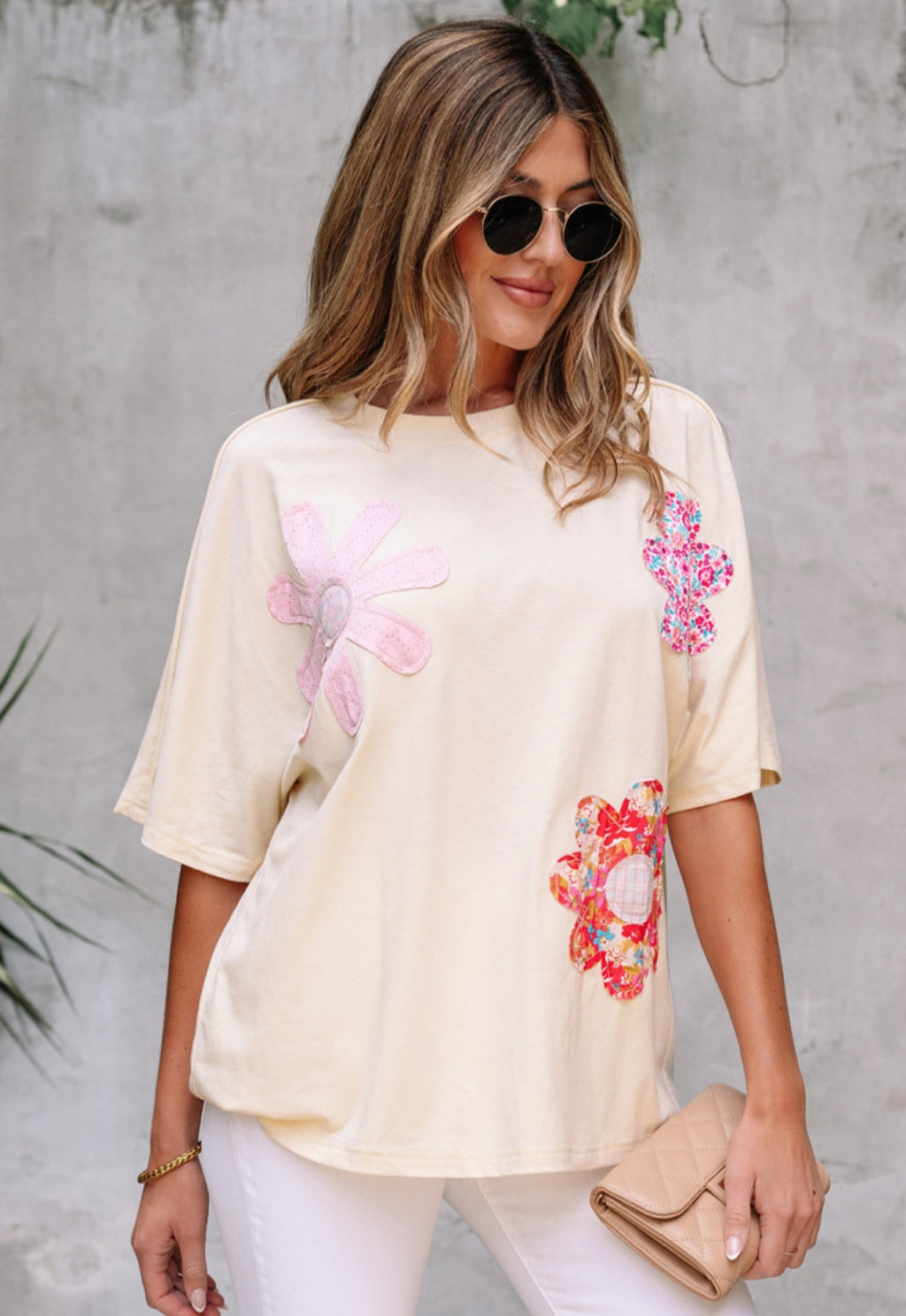Oversized Flower Applique Tee