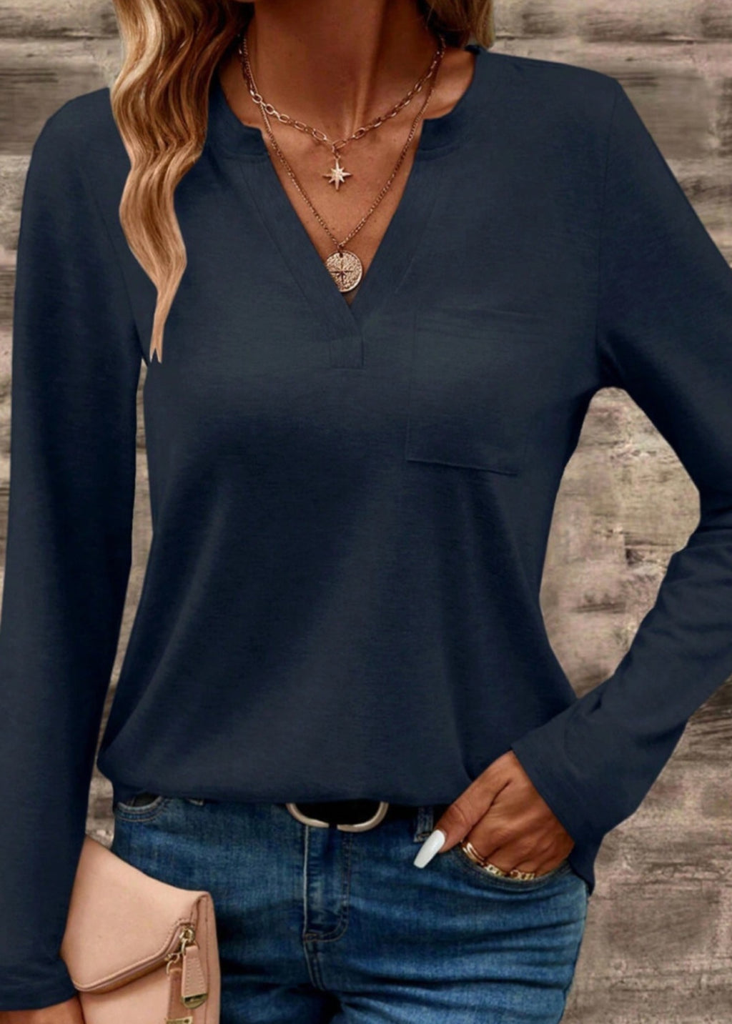 Navy Fall Jersey Top