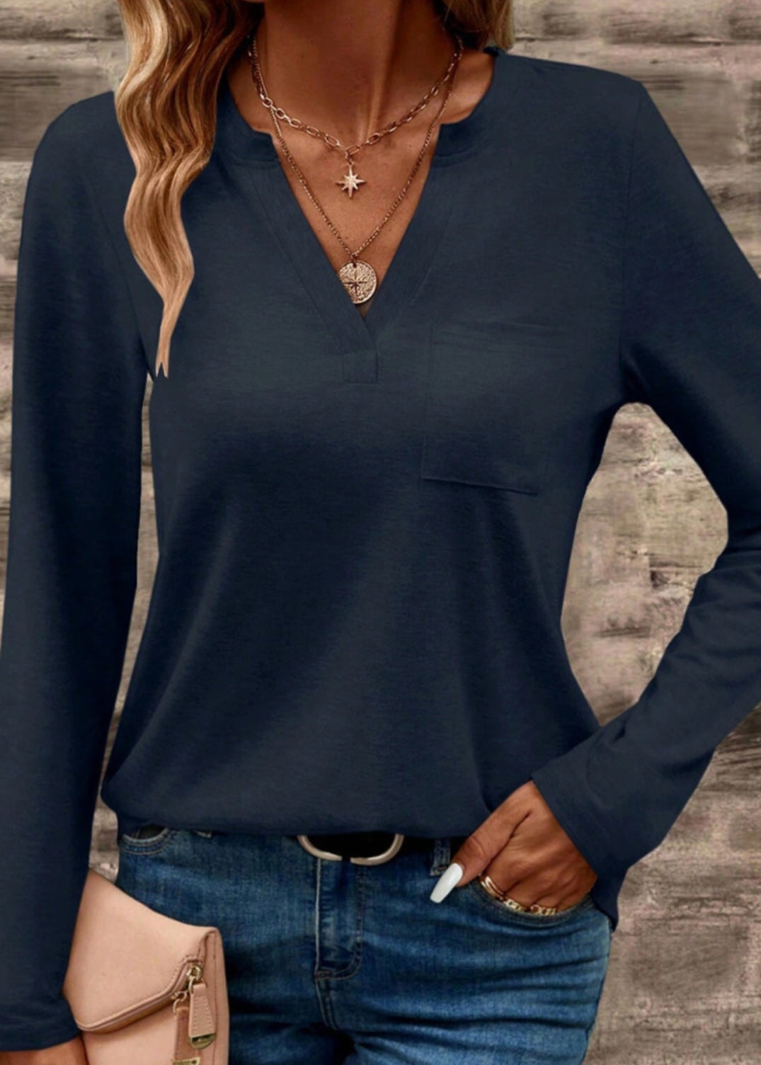 Navy Fall Jersey Top