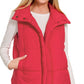 High Neck Puffer Vest Red