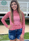 Sterling Kreek Red/White Checked Mesh Top
