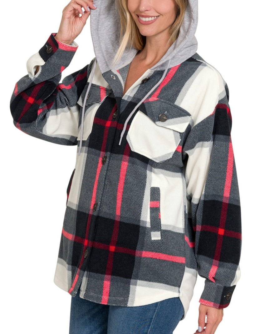 Fleece Flannel Plaid Game Day Hoodie