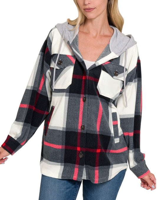 Fleece Flannel Plaid Game Day Hoodie