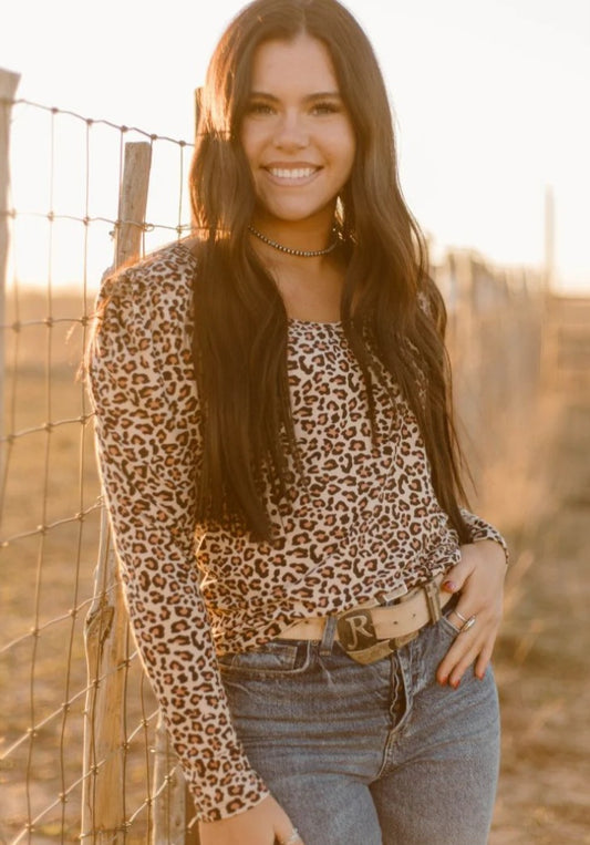 Bubble Shoulder Top Leopard