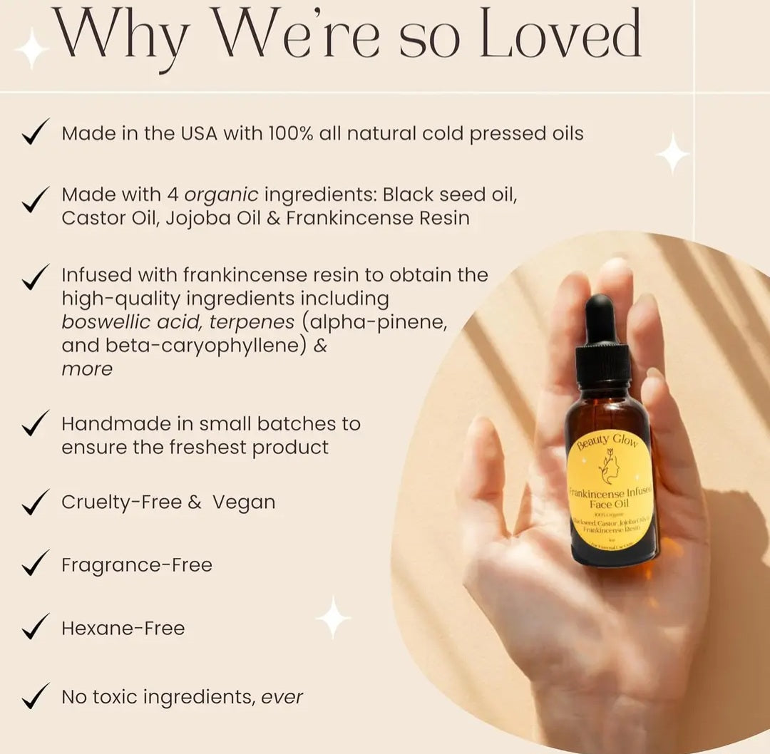 Organic Frankincense Resin Infused Black Seed Castor Jojoba