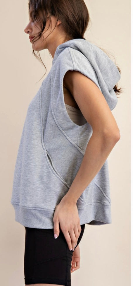 Faux Sequin Chiefs French Terry Sleeveless Hoodie