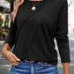 Front Seamed Long Sleeve Top Black