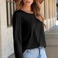 Front Seamed Long Sleeve Top Black