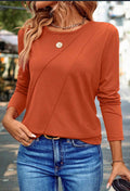 Front Seamed Long Sleeve Top Orange