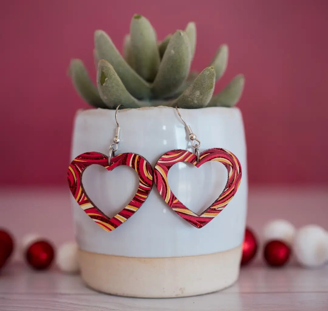 KC Medium Glitter Swirl Heart Earrings