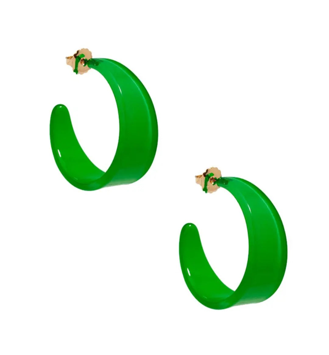 Zenzii Large Chunky Hoop Earrings-Green