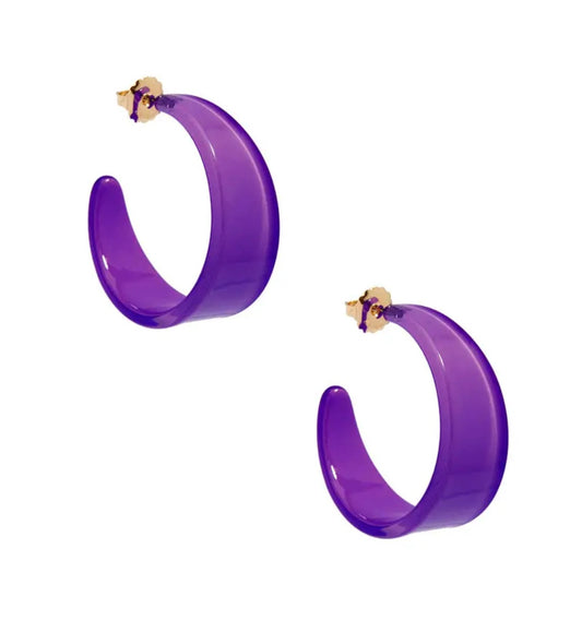 Zenzii Large Chunky Hoop Earrings-Purple