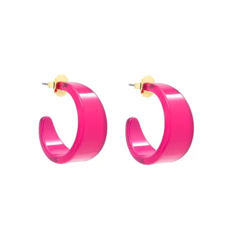 Zenzii Small Chunky Hoop Earrings-Hot Pink