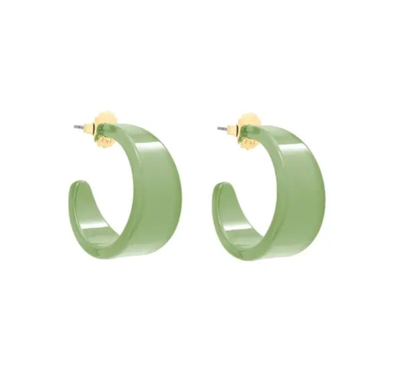 Zenzii Small Chunky Hoop Earrings-Sage