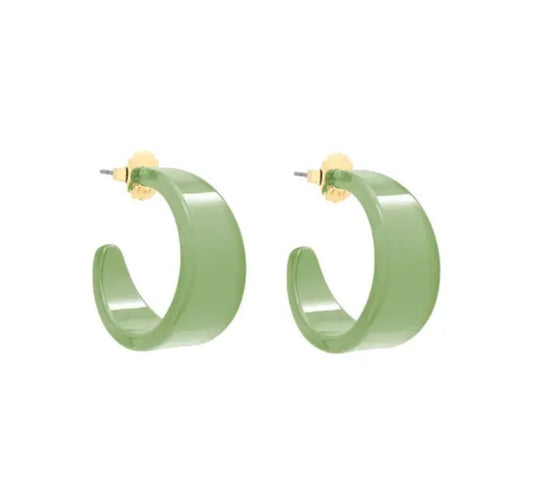 Zenzii Small Chunky Hoop Earrings-Sage