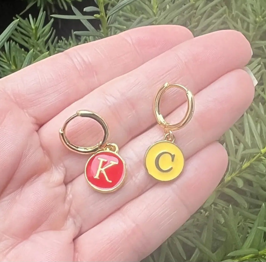 Enamel KC Huggie Earrings
