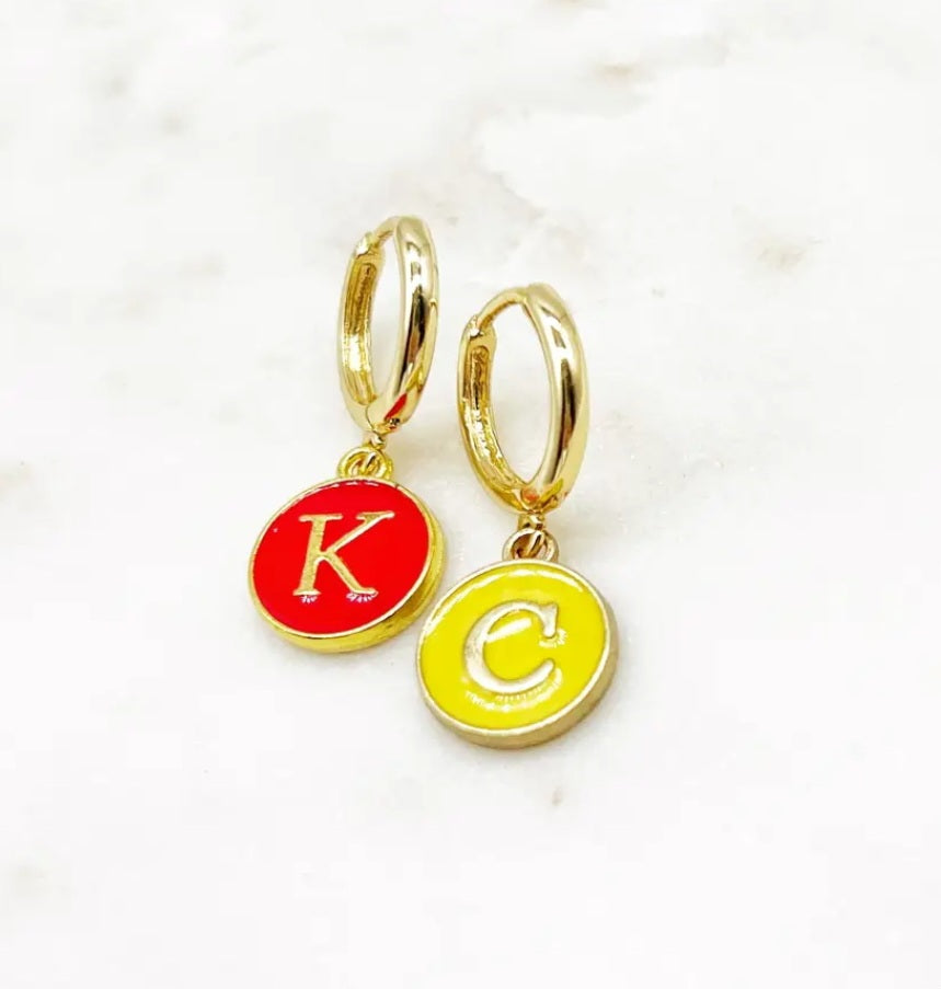 Enamel KC Huggie Earrings