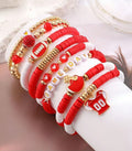 8 pc Red Football Bracelet Stack