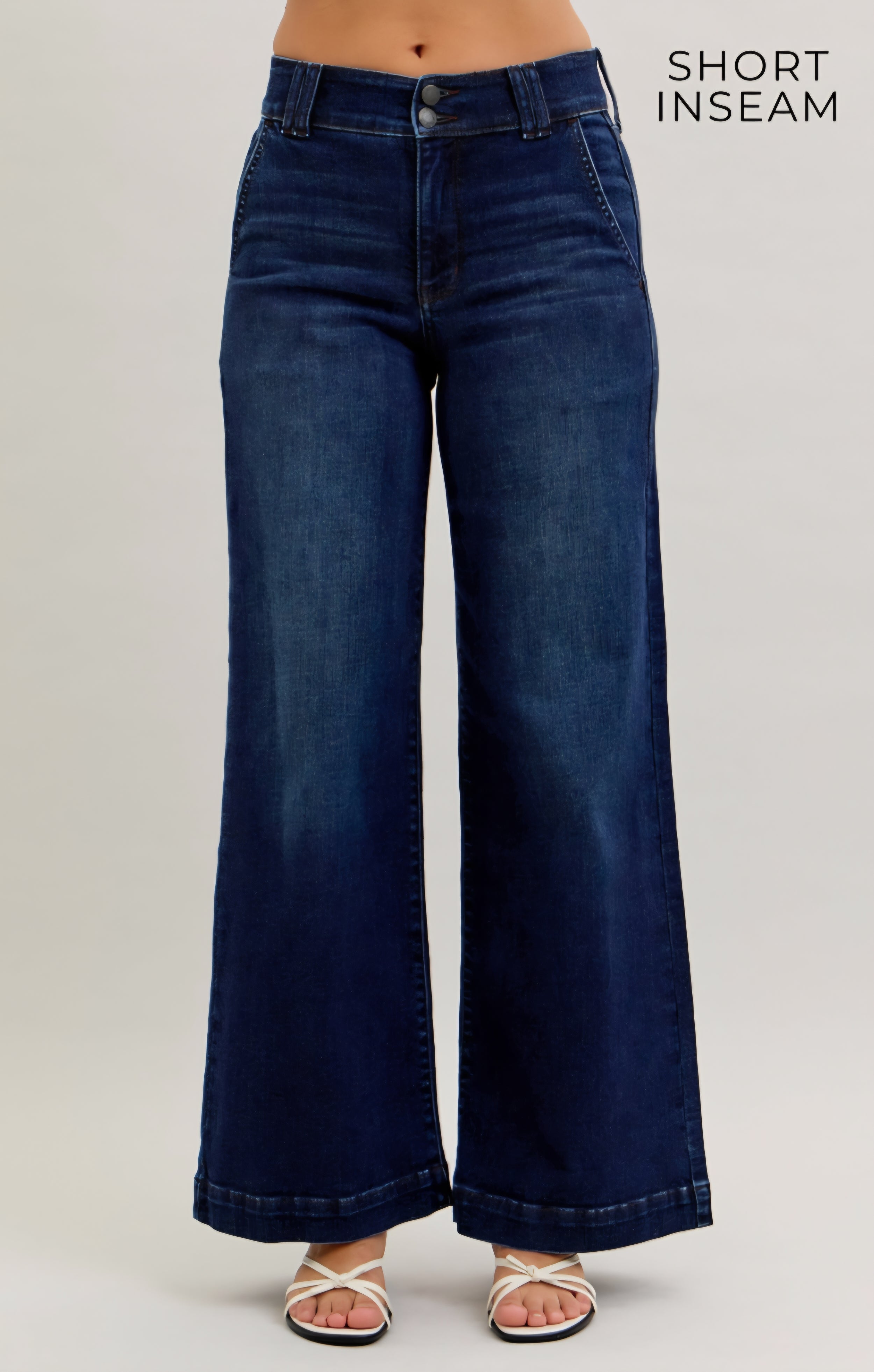 Judy Blue HW Double Button Wide Leg Dark