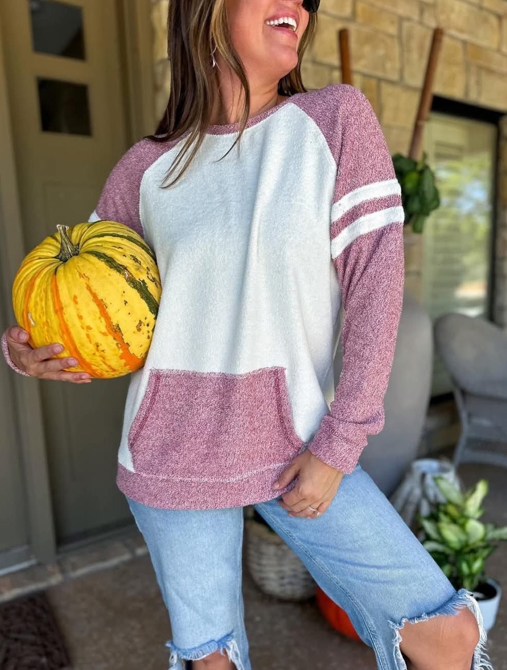 Heather Fleece Contrast Pullover