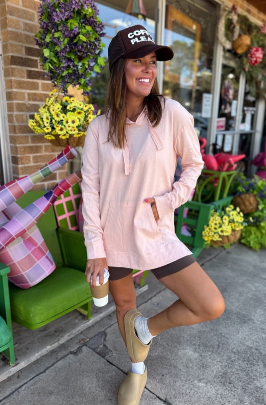 Carefree Brushed Cotton Hoodie Baby Pink